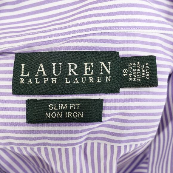 Lauren Ralph Lauren Shirt Mens XL 18 Slim Fit Non Iron Dress Button Down -L1 - Picture 6 of 7